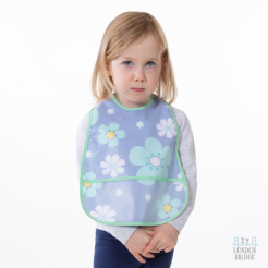 Blue Floral Wipeable Bib 