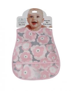 Pink Floral Wipeable Bib Hanger Tag